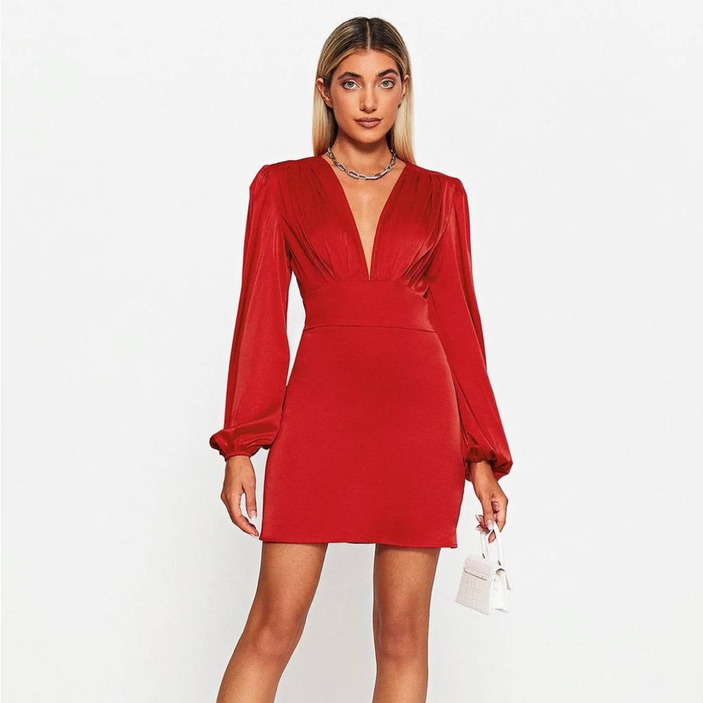 Red silk / satin mini dress. Never worn. With tags. Size small